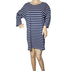 Boden Blue White Striped Dress Cotton Estimated Size Small Medium Nautical